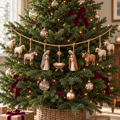 ✝️🎄Handcrafted Wooden Nativity Garland