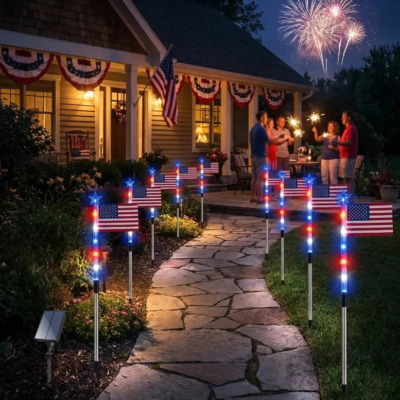 🔥MADE IN USA-8-Piece Flag Light Set🔥 – 4th of July Decorations with 8 Lighting Modes