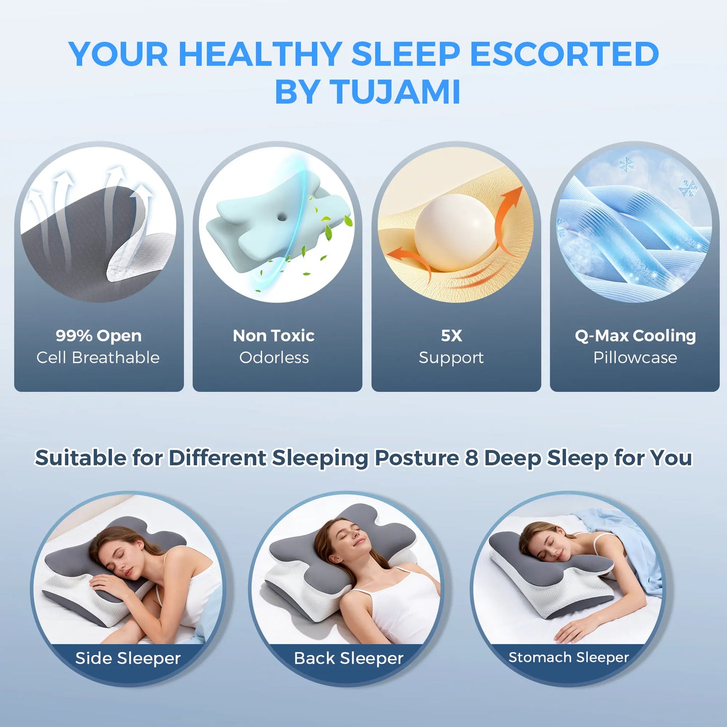 Lazzda Adjustable Ergonomic Memory Foam Pillow