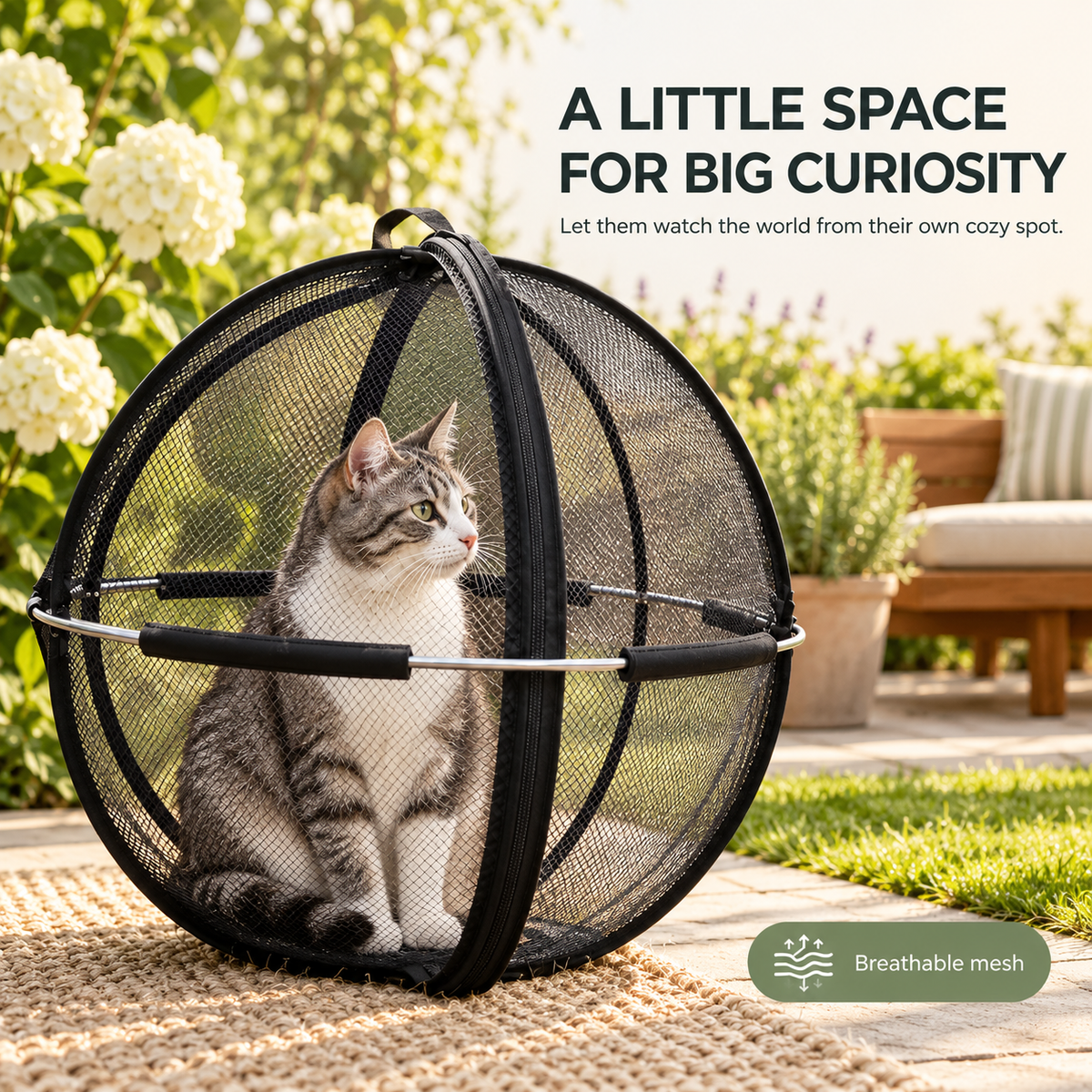 Portable Outdoor Cat Enclosure Mesh Ball Cat Cage