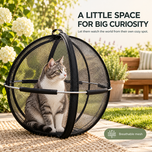 Portable Outdoor Cat Enclosure Mesh Ball Cat Cage