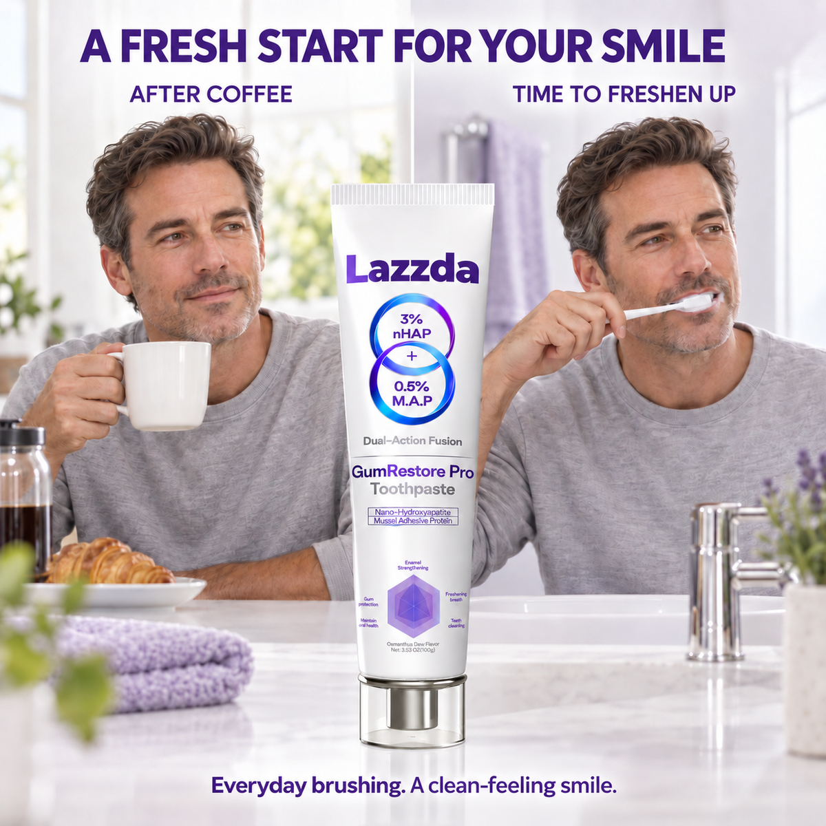 Lazzda Mussel Adhesive Protein Toothpaste | Nano-Hydroxyapatite