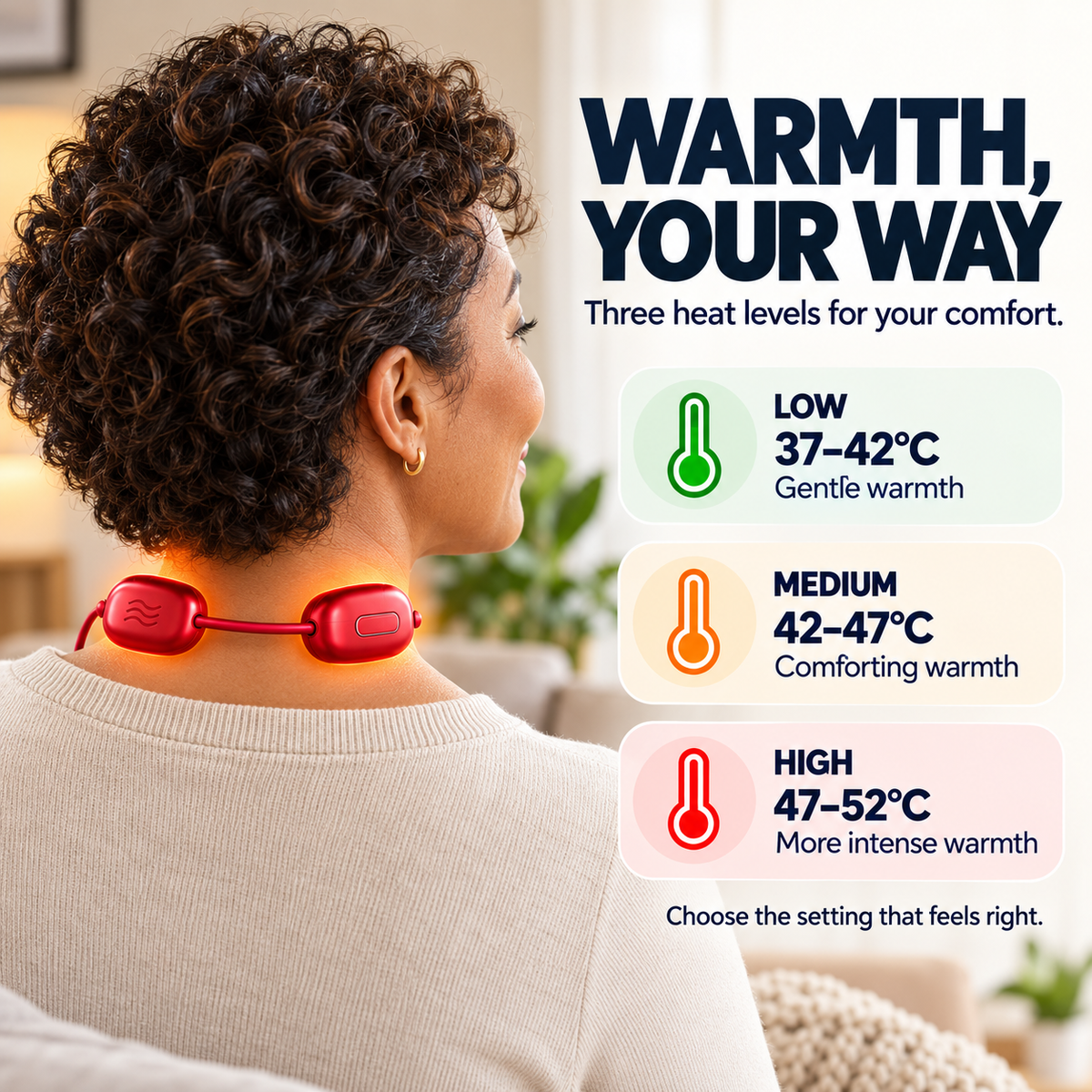 🔥Mini Necklace-Style Neck Massager - 4 Modes, 9 Intensity Levels, 3 Heat Settings, Smart Dual-Pulse Pendant Design