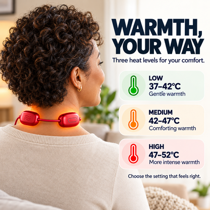 🔥Mini Necklace-Style Neck Massager - 4 Modes, 9 Intensity Levels, 3 Heat Settings, Smart Dual-Pulse Pendant Design