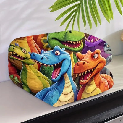 Cute Smiling Dinosaurs HD Digital Print Flannel Blanket