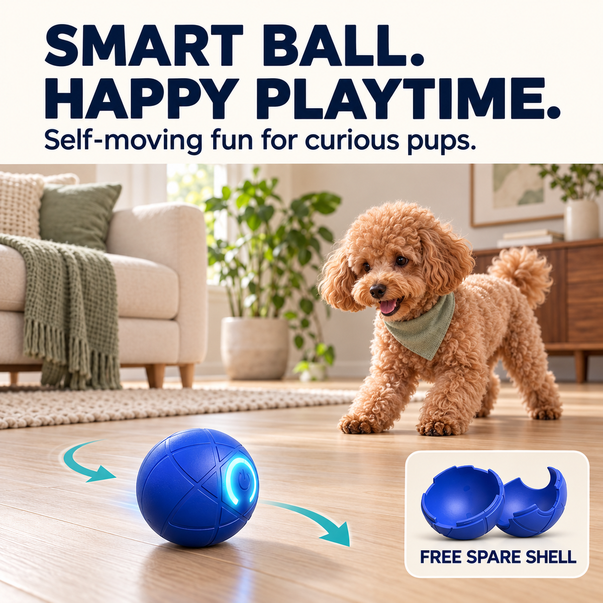Self-Moving Interactive Dog Ball – USB Rechargeable Pet Toy