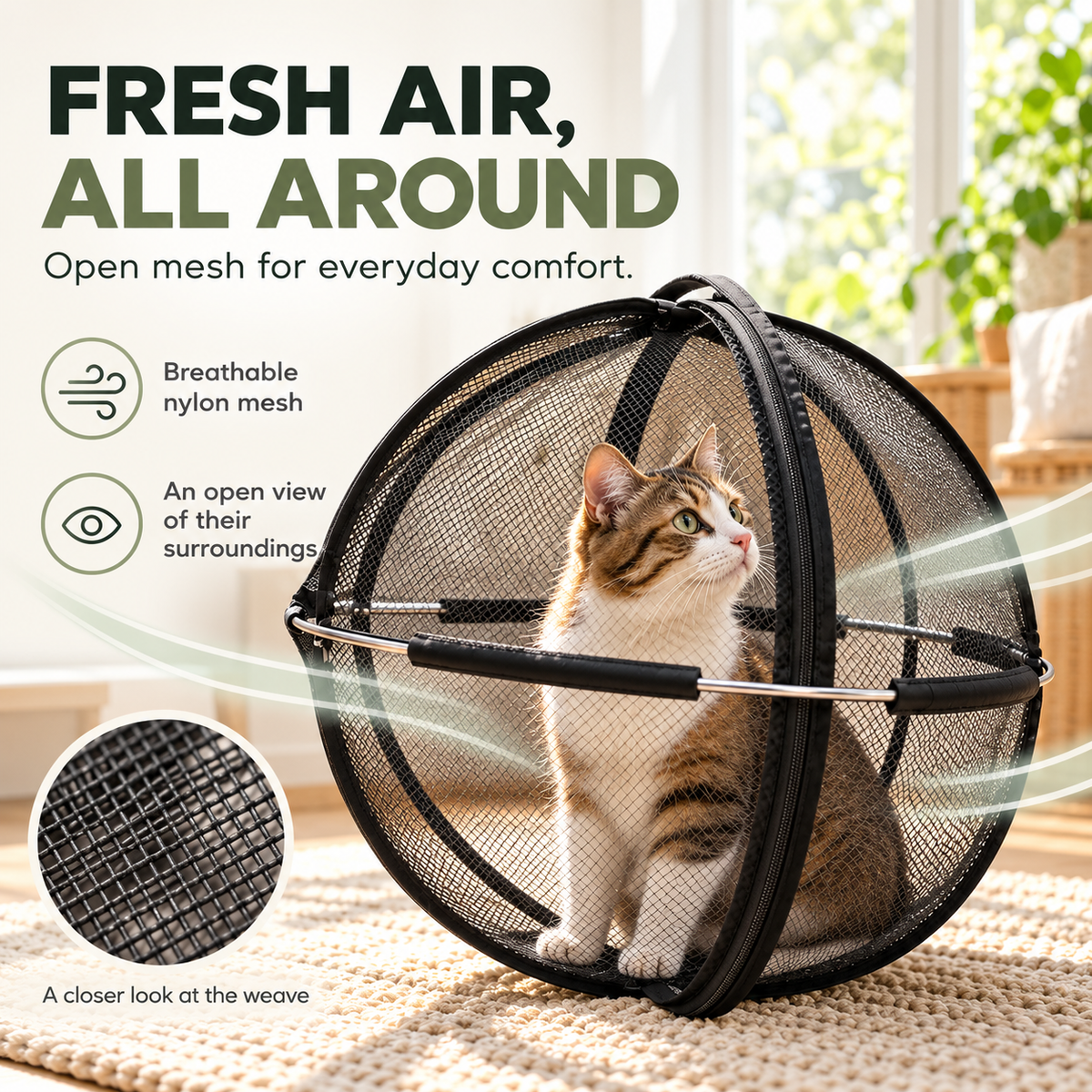Portable Outdoor Cat Enclosure Mesh Ball Cat Cage