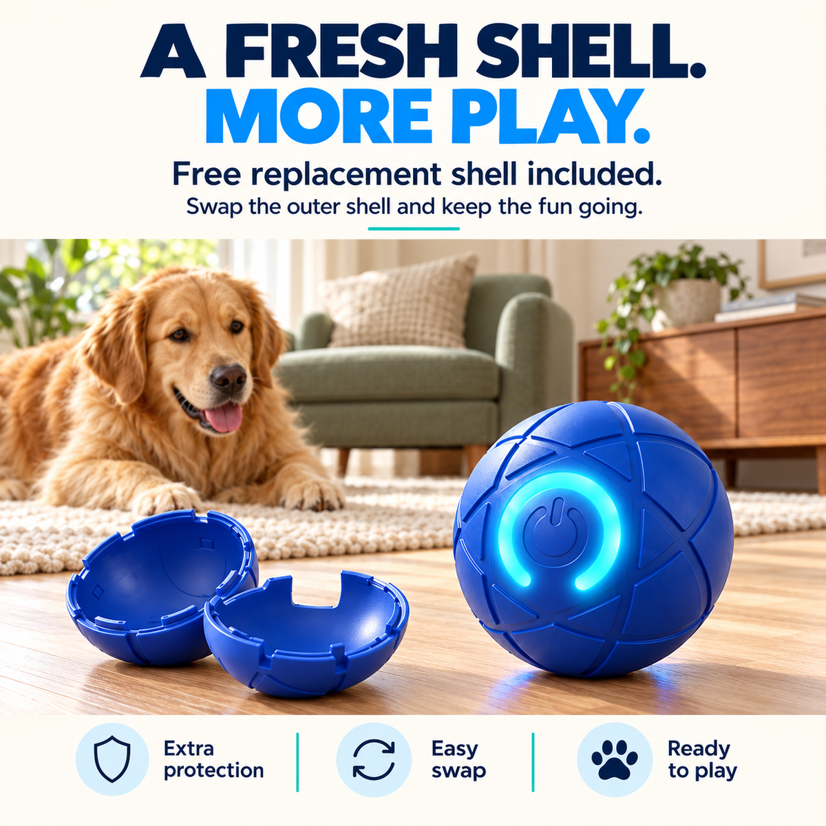 Self-Moving Interactive Dog Ball – USB Rechargeable Pet Toy