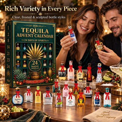24‑Day Mini Tequila Bottle Advent Box, Holiday Countdown Bar & Tabletop Decor