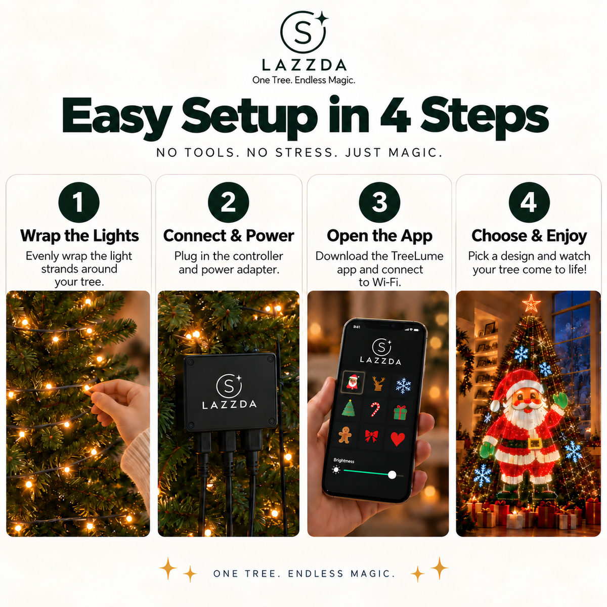 Lazzda Smart Animated Christmas Tree Lights
