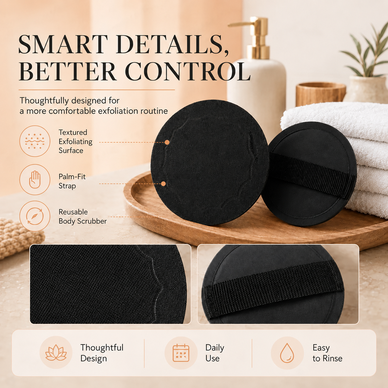 Exfoliating Scrub Bath Pads – Deep Exfoliation, Dead Skin Eraser, Reusable