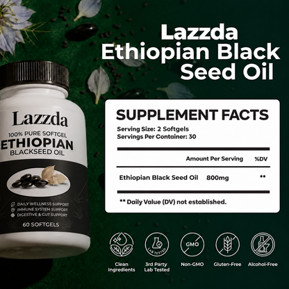 Lazzda Ethiopian Black Seed Oil Softgels - 60 Count