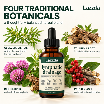 Lazzda Lymphatic Drainage Drops | 4-Botanical Daily Lymphatic Support, Alcohol-Free & Vegan, 2 Fl Oz