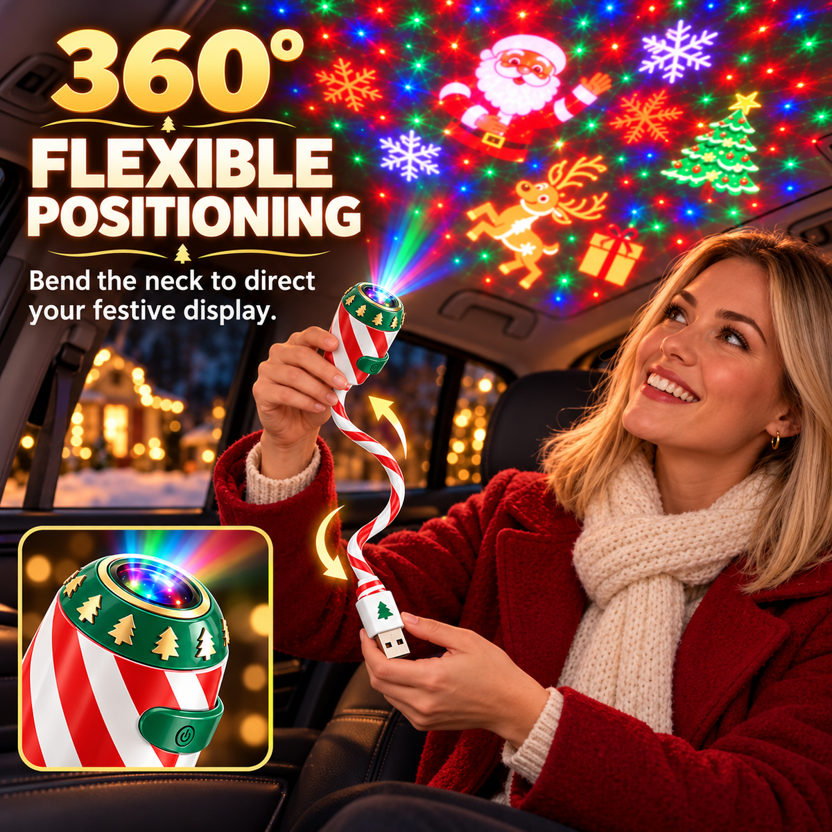 🎅USB Christmas Projector – Transform Your Windows into a Magical Holiday Light Show!🎄