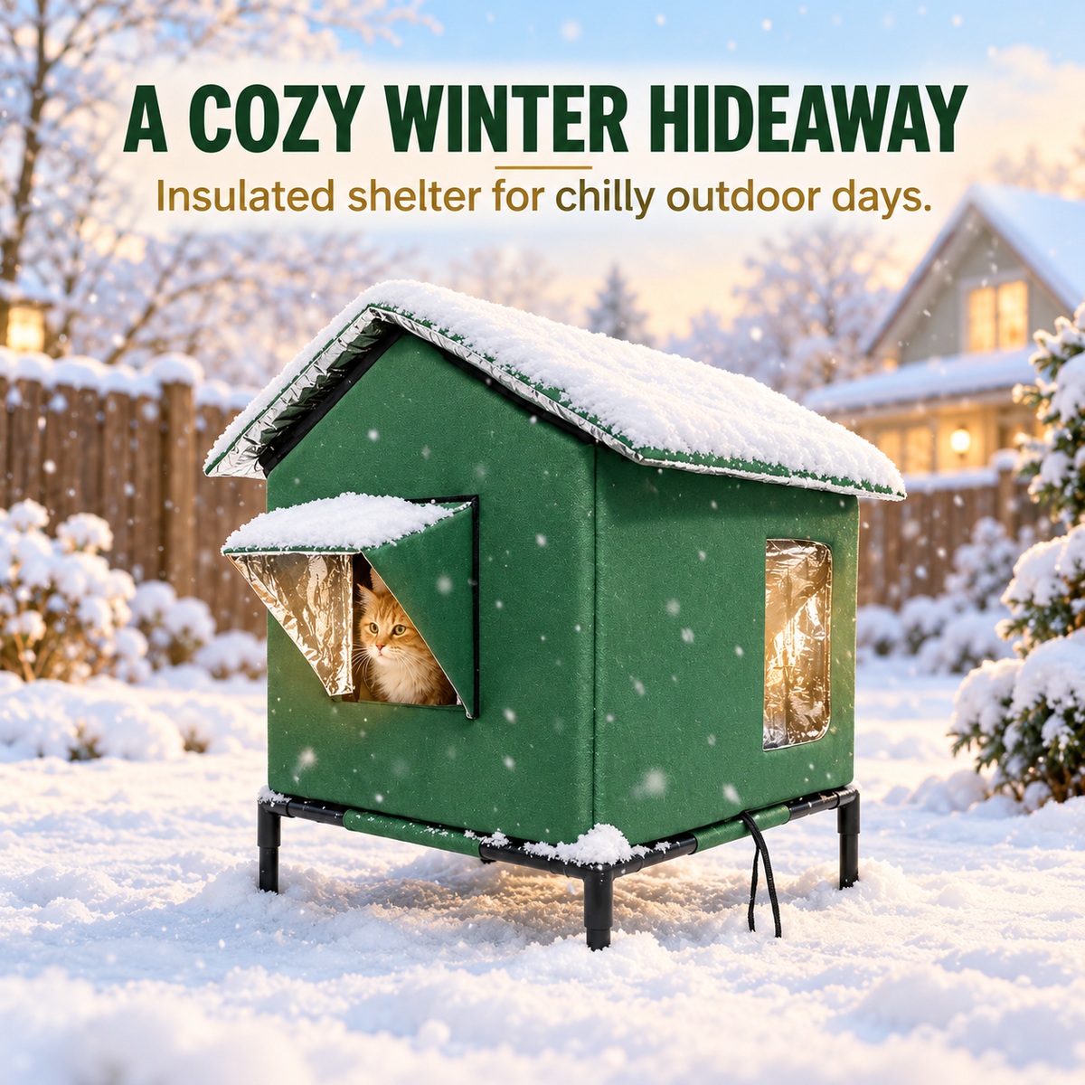 🐱All-Weather Elevated Outdoor Cat House – Waterproof, Thermal Lining, Foldable