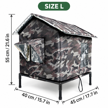 🐱All-Weather Elevated Outdoor Cat House – Waterproof, Thermal Lining, Foldable