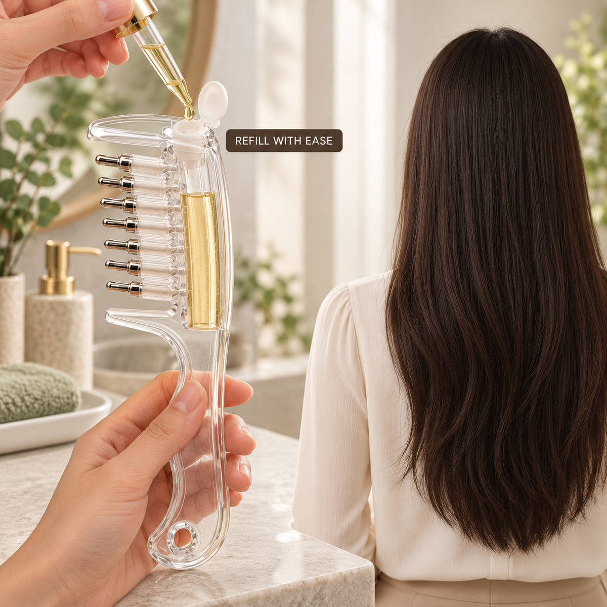 Scalp Liquid Applicator Comb, Refillable Hair Root Oil Massage Comb for Hair Care Treatment( Only Comb)
