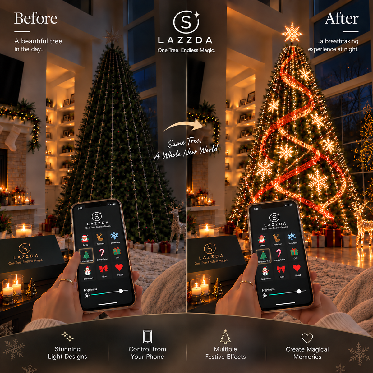 Lazzda Smart Animated Christmas Tree Lights