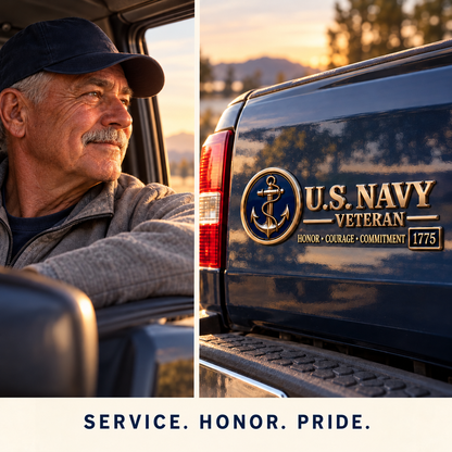3D Metal Veteran Honor Auto Badge | For daily driving & veteran gatherings