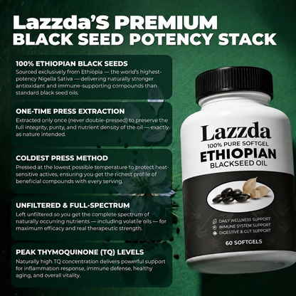 Lazzda Ethiopian Black Seed Oil Softgels - 60 Count