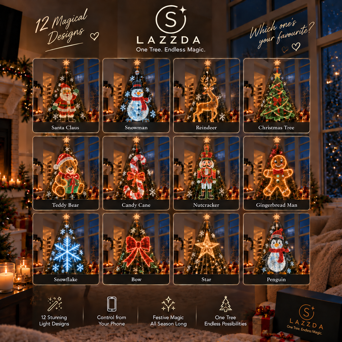 Lazzda Smart Animated Christmas Tree Lights