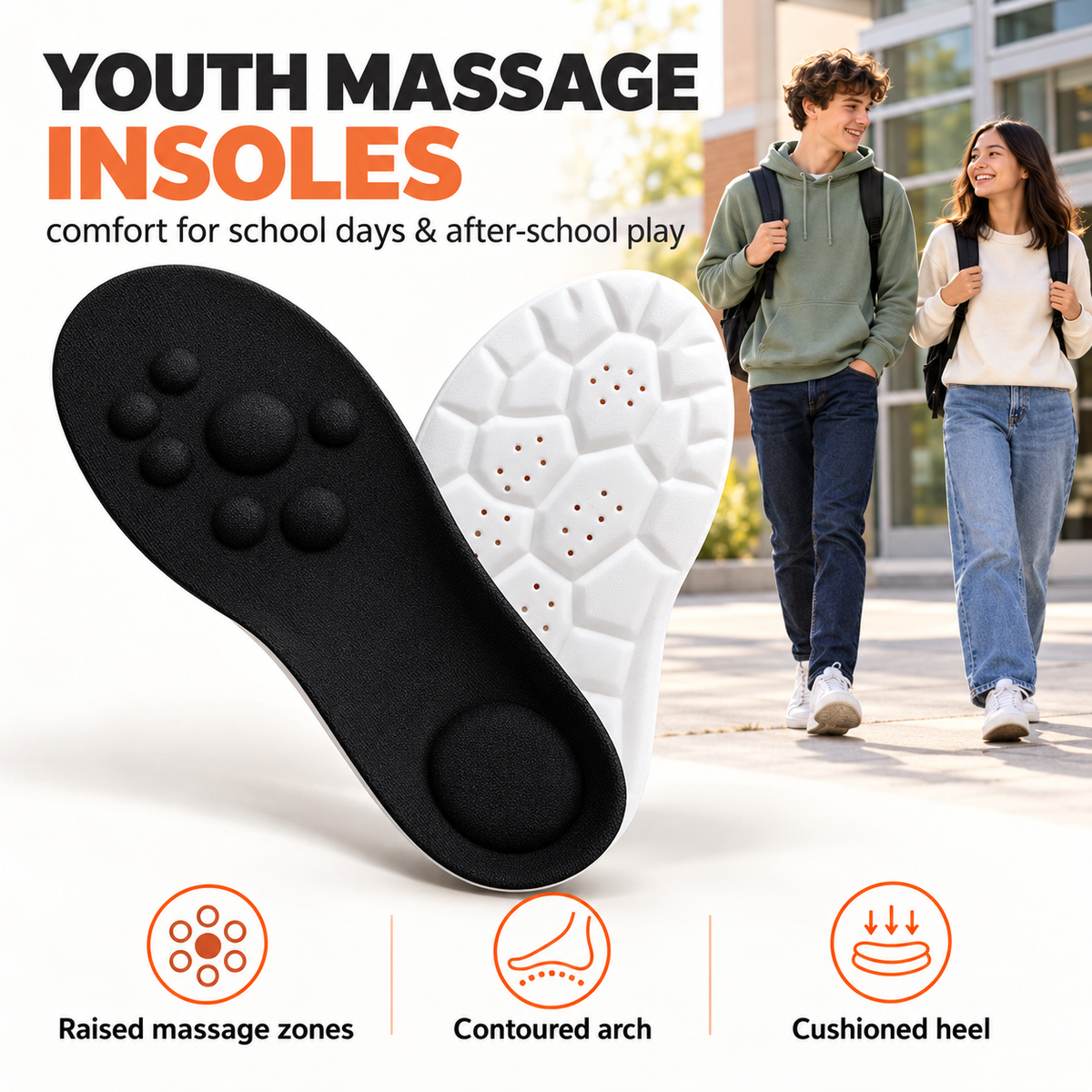 Kids’ Massage Insoles – Cushioned Comfort for Growing Feet