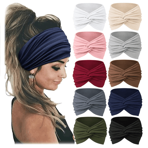 🔥🔥10 Pack Wide Knotted Turban Headbands for Women