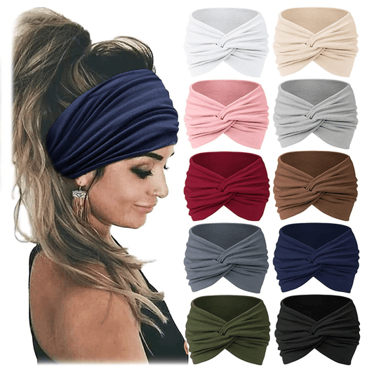 🔥🔥10 Pack Wide Knotted Turban Headbands for Women
