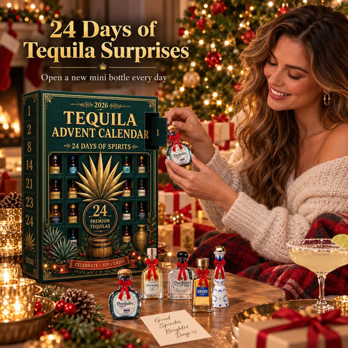 24‑Day Mini Tequila Bottle Advent Box, Holiday Countdown Bar & Tabletop Decor