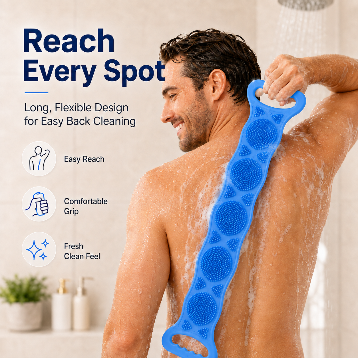 🙌 50% OFF 4-Pack Long Back Washing Straps with Double-Sided Body Care Design 🛁