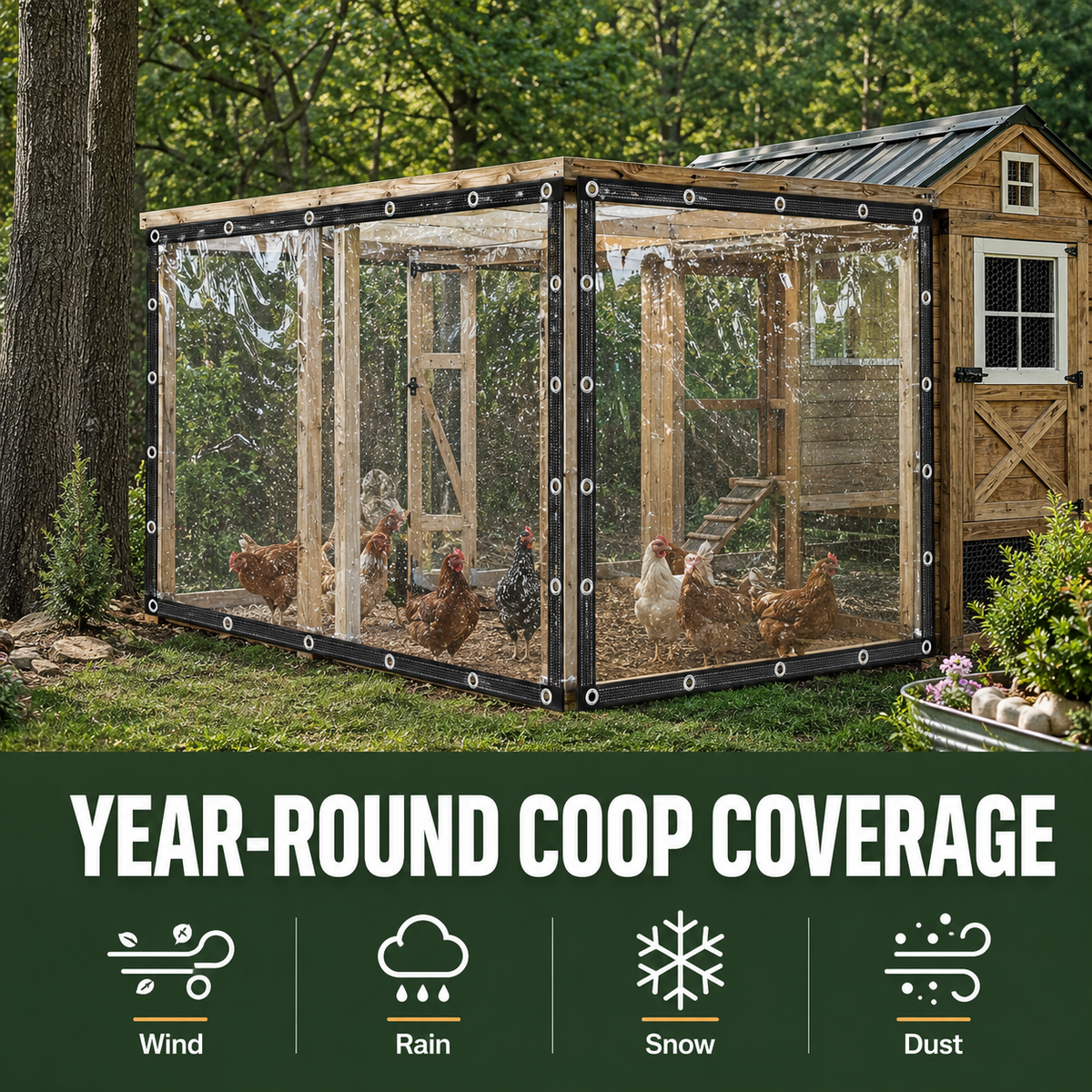 Clear Waterproof PE Tarp, Transparent Outdoor Cover with Metal Grommets🛡️