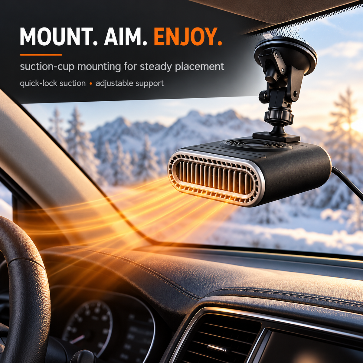 Lazzda 12V Portable Car Heater with Adjustable Demister and Window Defroster