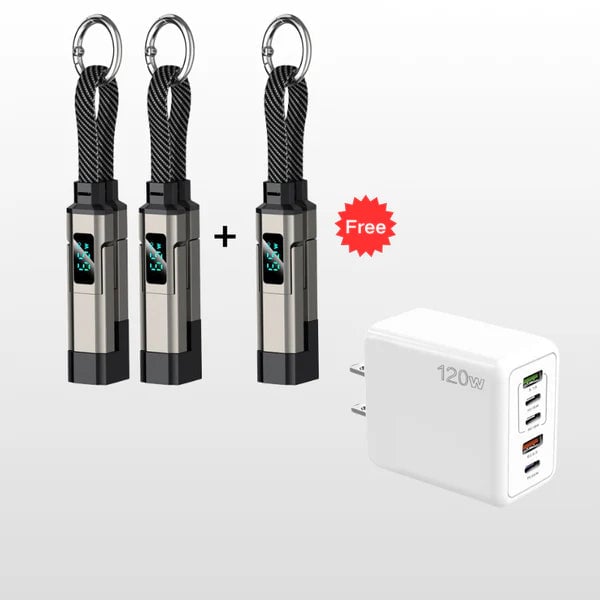 🔥4-in-1 Digital Display Keychain Charging Cable