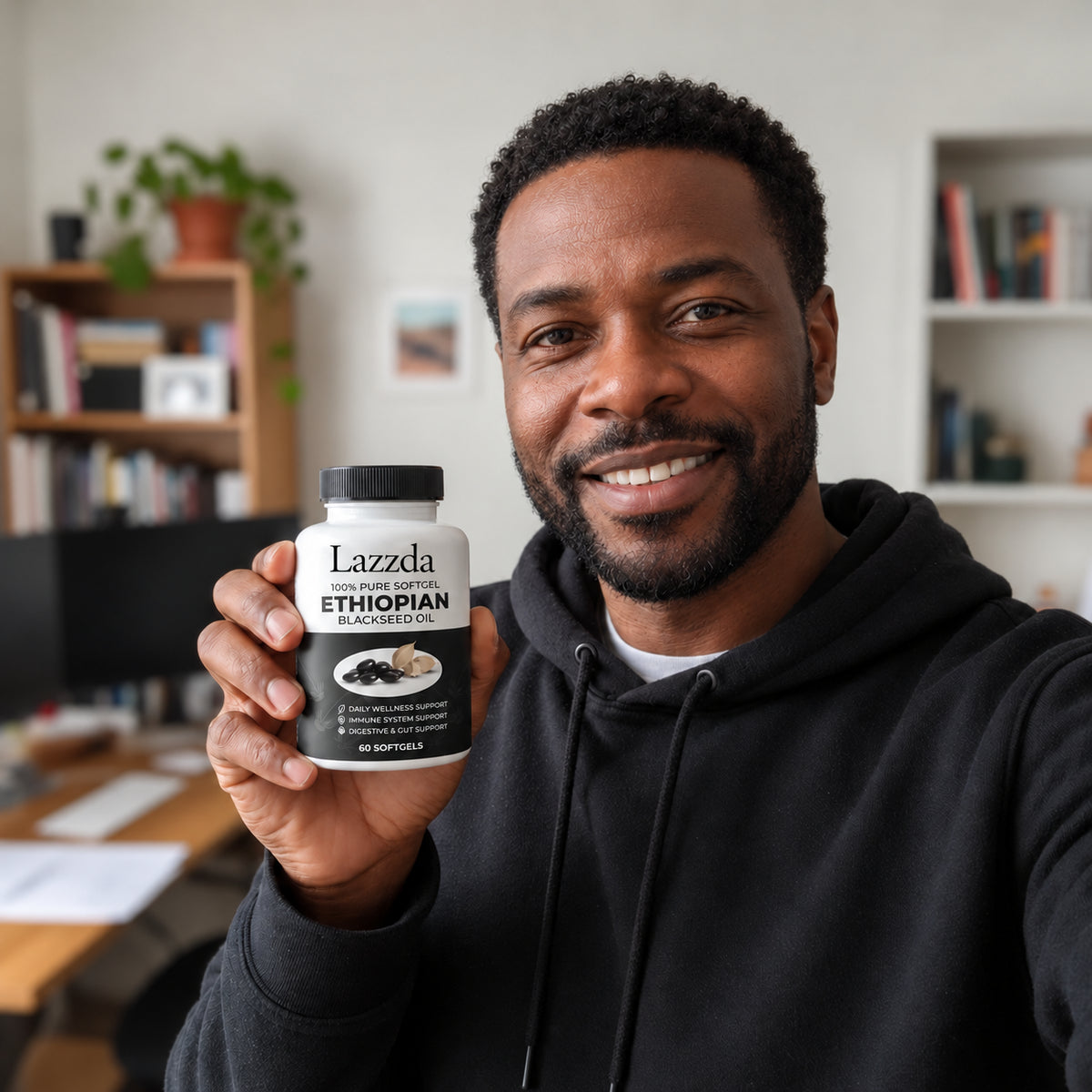 Illustrative lifestyle photo with Lazzad black seed oil