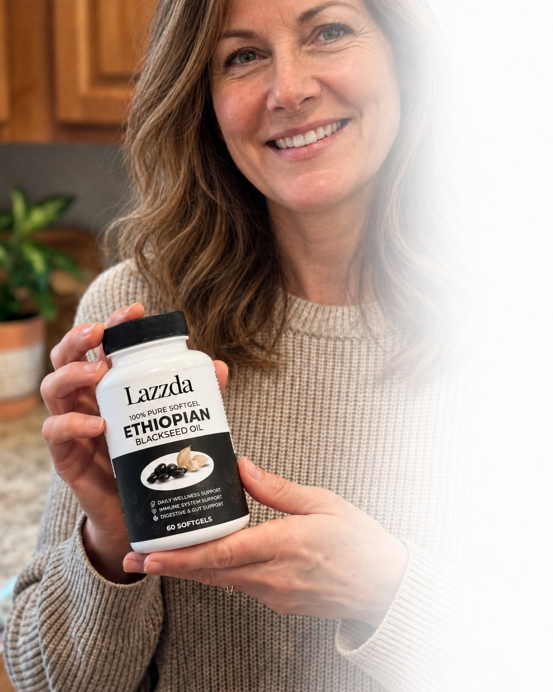 Illustrative lifestyle photo with Lazzad black seed oil