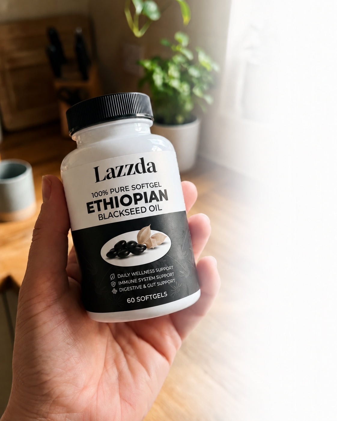 Illustrative lifestyle photo with Lazzad black seed oil