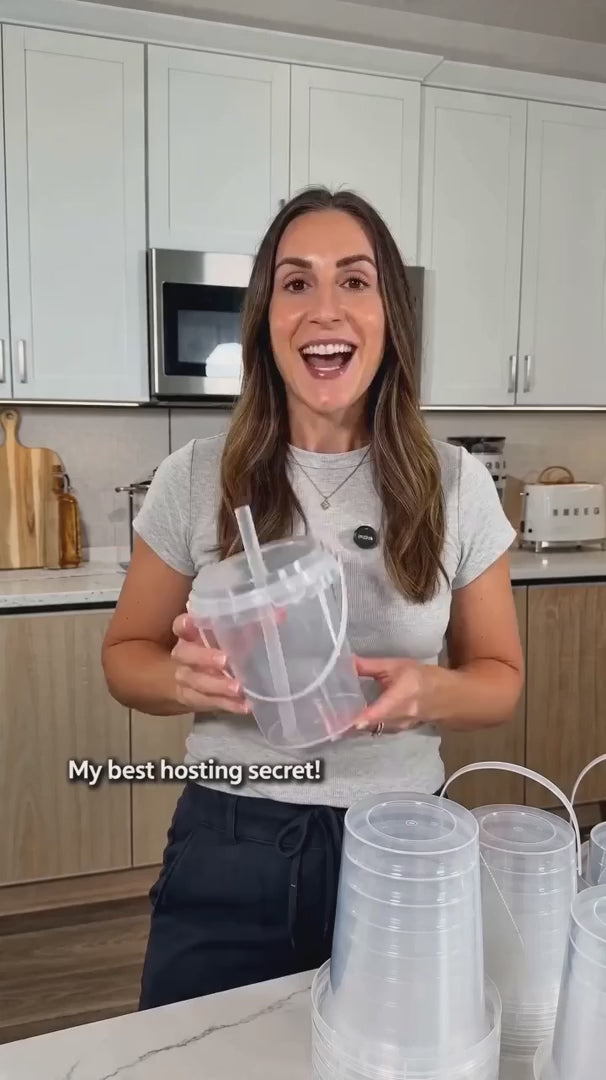 Reusable cups with lids and straws