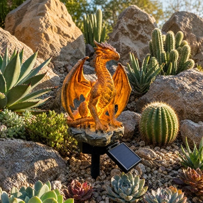 🐉✨Solar Dragon Garden Statue Light – Golden Ember Fantasy Outdoor Decor
