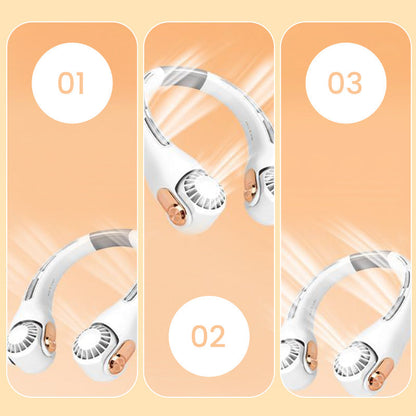 ❄️ Portable Neck Fan - 3-Sec Instant Cooling, 360° Rotating Head, 3-Speed Airflow