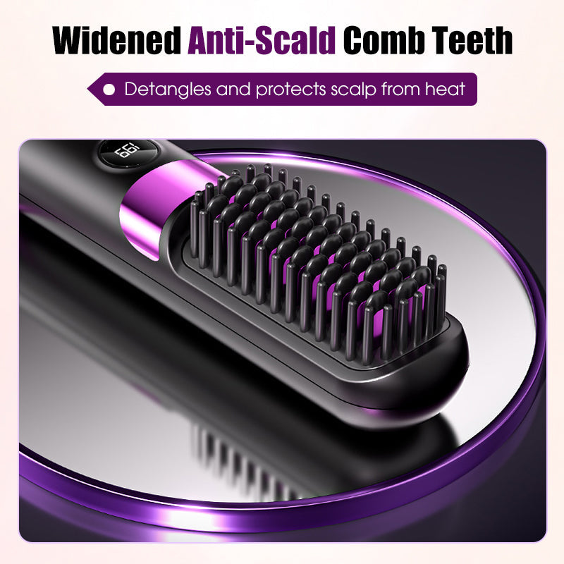 💇‍♀️🔥 3-in-1 Cordless Hair Straightening Brush – Straighten, Curl & Detangle – USB-C Rechargeable with 4 Heat Settings – Perfect Hair Anywhere! ✨
