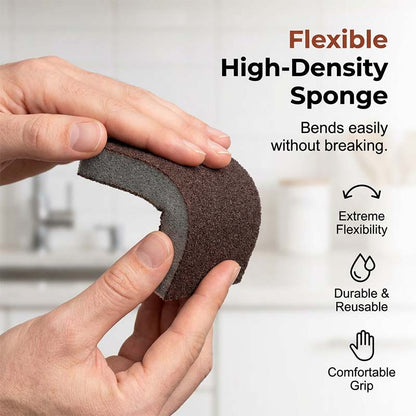 🍳Emery Sponge Scrubber – Removes burnt grease & rust instantly. Flexible & durable, ergonomic handle. A heavy-duty cleaning essential. 🍳✨